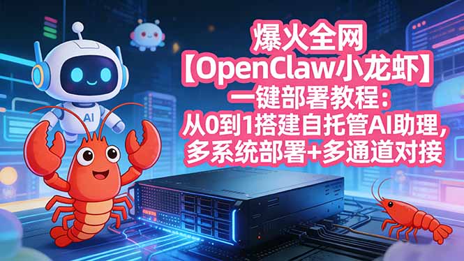 爆火全网【OpenClaw 小龙虾】一键部署教程：从0到1搭建自托管AI助理，多系统部署+多通道对接-百盛轻创