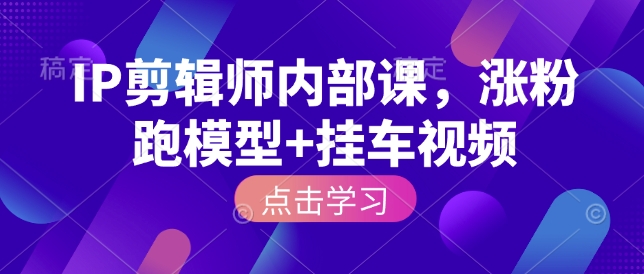 IP剪辑师内部课，涨粉跑模型+挂车视频(更新)-小艾项目网
