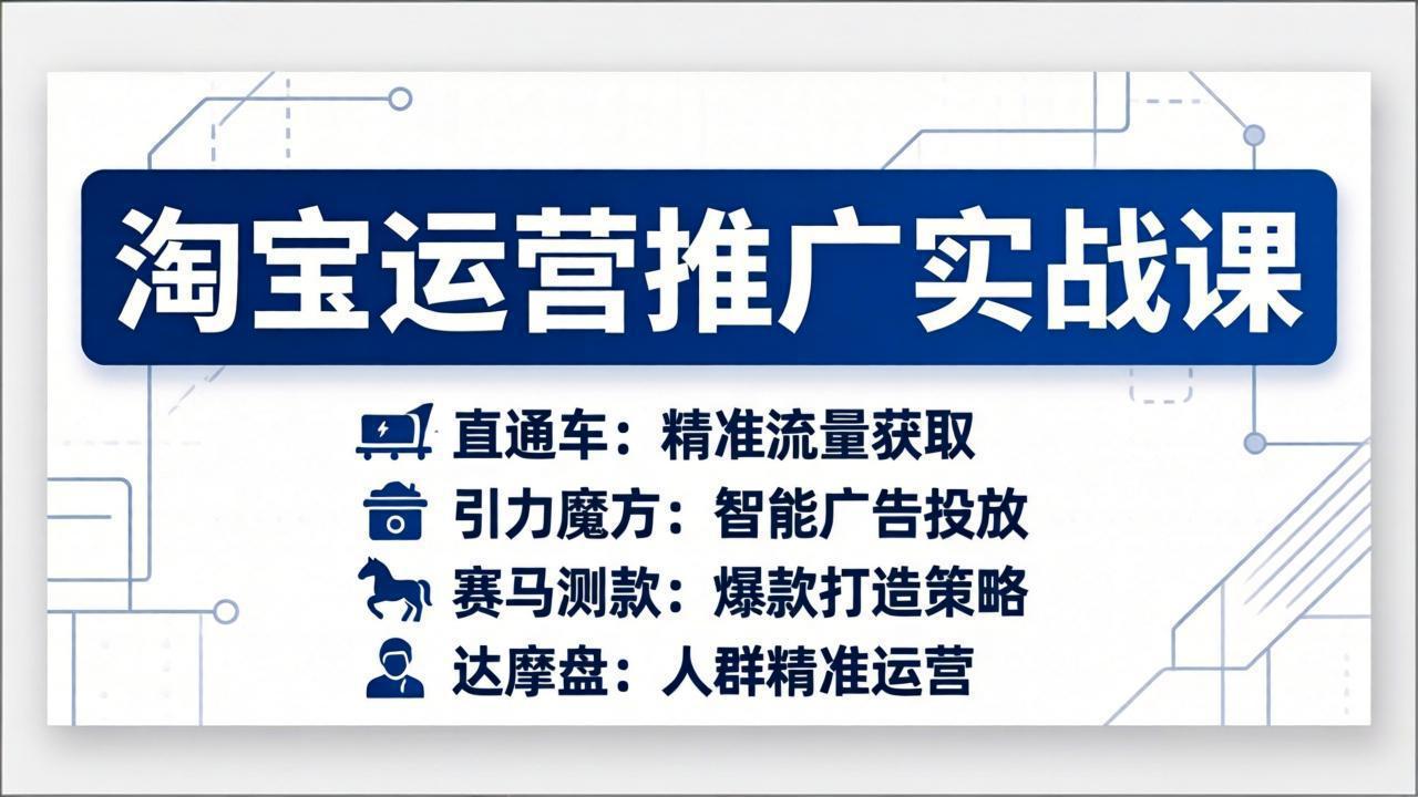 淘宝运营推广实战课，直通车+引力魔方+赛马测款+达摩盘人群推广等(更新26年3月-小艾项目网