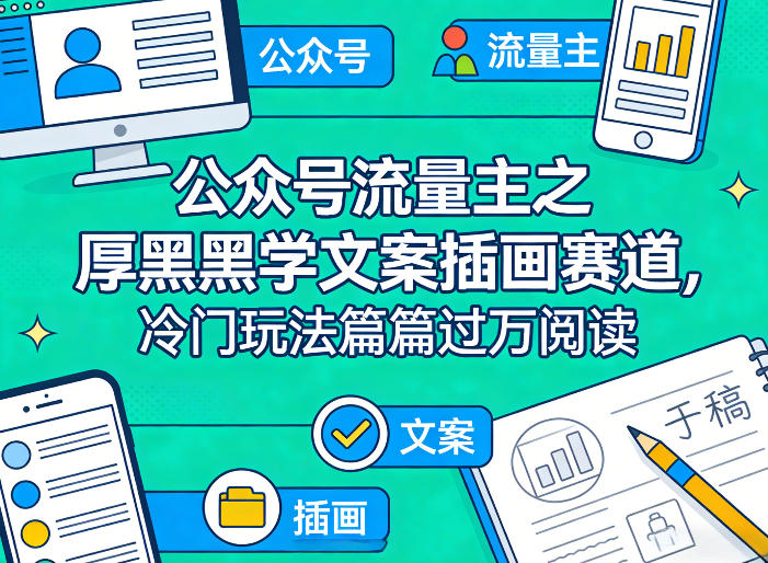 公众号流量主之厚黑学文案插画赛道，冷门玩法篇篇过万阅读-小艾项目网