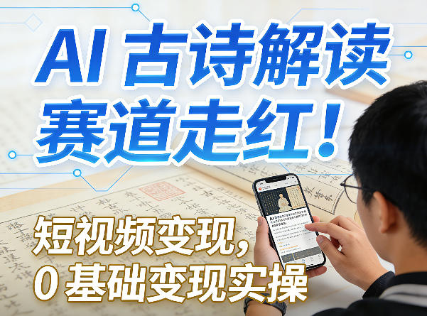 AI古诗解读赛道走红！短视频变现，0基础变现实操-百盛轻创