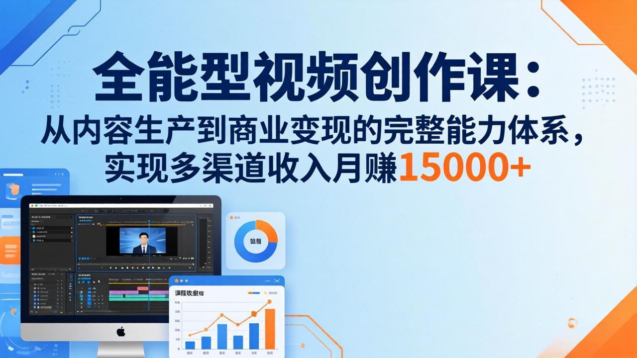 全能型视频创作课-26年3月更新：从内容生产到商业变现的完整能力体系，多渠道收入月赚15000+-小艾项目网