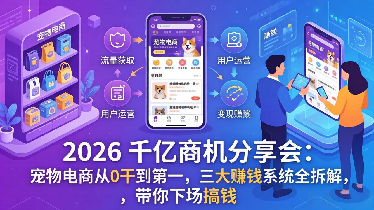 2026 千亿商机分享会：宠物电商从0干到第一，三大赚钱系统全拆解，带你下场搞钱-小艾项目网