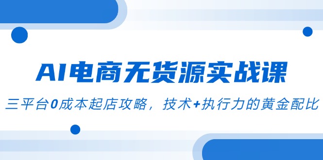 AI电商无货源实战课，三平台0成本起店攻略，技术+执行力的黄金配比-百盛轻创