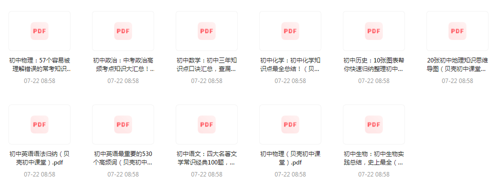 初中全科知识清单资料-百盛轻创