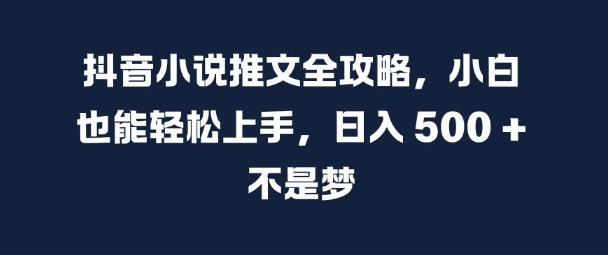 抖音小说推文全攻略，小白也能轻松上手，日入 5张+ 不是梦【揭秘】-百盛轻创