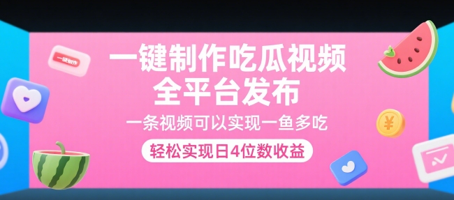 一键制作吃瓜视频，全平台发布，一条视频可以实现一鱼多吃，轻松实现日4位数收益【揭秘】-小艾项目网