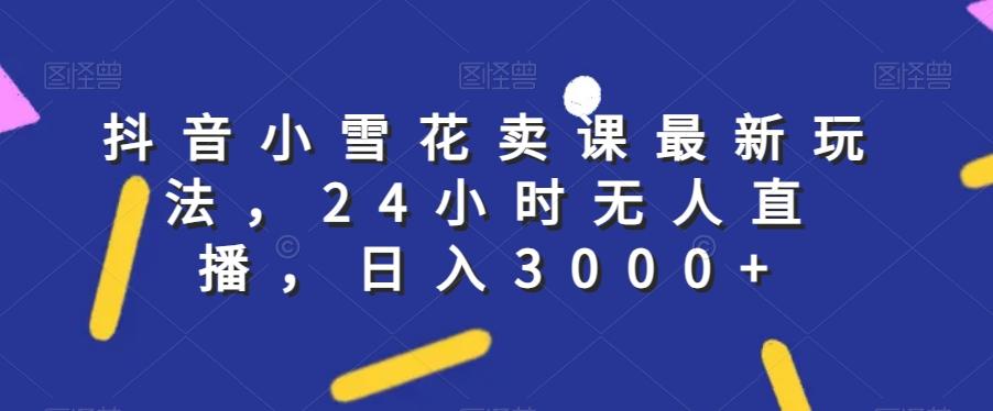 抖音小雪花卖课最新玩法，24小时无人直播，日入3000+【揭秘】-小艾项目网