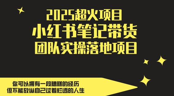2025超火项目，副业最佳选择，小红书笔记带货团队实操落地项目，，轻松日入5张-百盛轻创