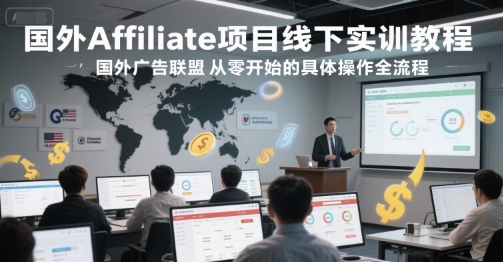 国外Affiliate项目线下实训教程，国外广告联盟从零开始的具体操作全流程-百盛轻创