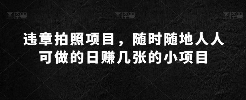 违章拍照项目，随时随地人人可做的日赚几张的小项目-百盛轻创