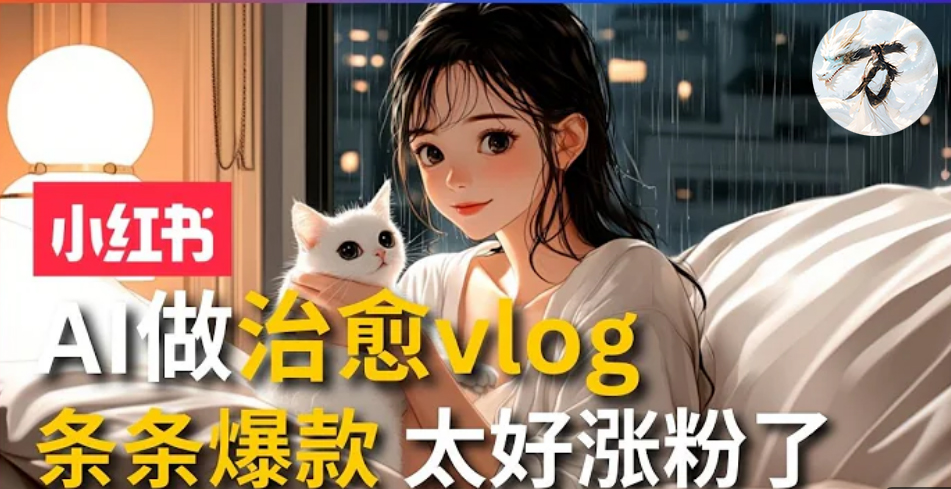 AI治愈系vlog动画视频，小红书1个月轻松涨粉破万，商单报价1500+日入2000+-小艾项目网