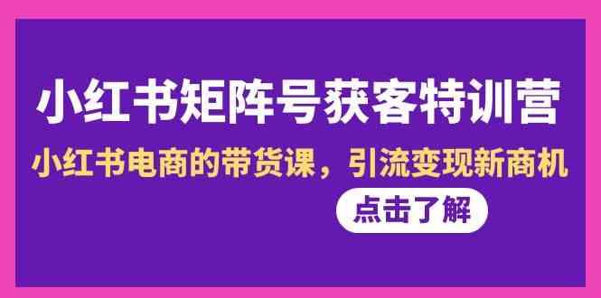 小红书矩阵号获客特训营-第10期，小红书电商的带货课，引流变现新商机-百盛轻创