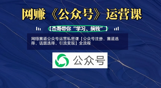 网创赛道公众号运营私密课【公众号注册、赛道选择、话题选择、引流变现】全流程-小艾项目网
