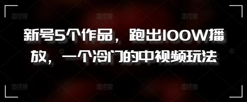 新号5个作品，跑出100W播放，一个冷门的中视频玩法【揭秘】-百盛轻创