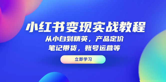 小红书变现实战教程：从小白到精英，产品定价，笔记带货，账号运营等-百盛轻创