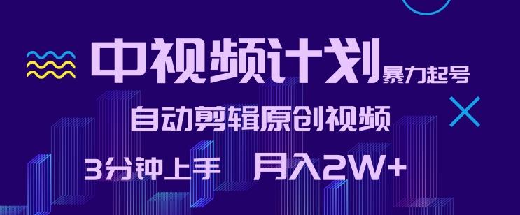 中视频计划暴力起号，自动剪辑原创视频，3分钟上手，月入2W+【揭秘】-小艾项目网