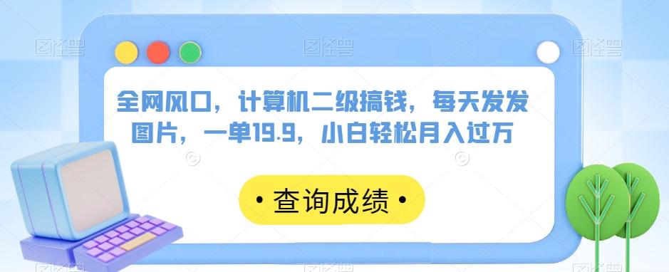 全网风口，计算机二级搞钱，每天发发图片，一单19.9，小白轻松月入过万【揭秘】-小艾项目网