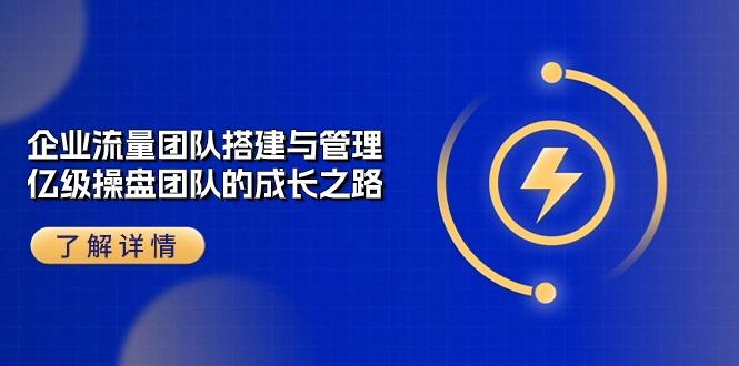 企业 流量团队-搭建与管理，亿级 操盘团队的成长之路(28节课-小艾项目网