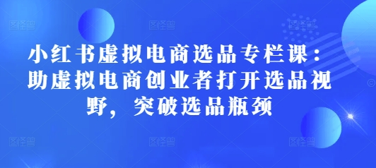 小红书虚拟电商选品专栏课：助虚拟电商创业者打开选品视野，突破选品瓶颈-百盛轻创