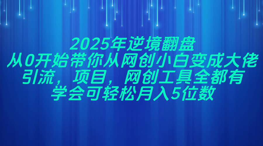 2025年逆境翻盘，从0开始带你从网创小白变成大佬，引流，项目，网创工...-百盛轻创