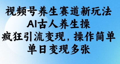 视频号养生赛道新玩法，AI古人养生操，疯狂引流变现，操作简单，单日变现多张-小艾项目网