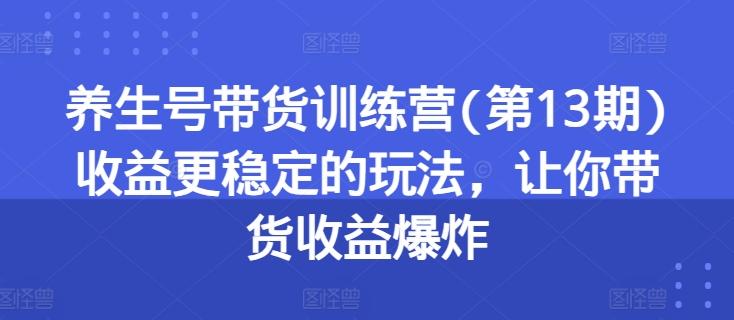 养生号带货训练营(第13期)收益更稳定的玩法，让你带货收益爆炸-百盛轻创