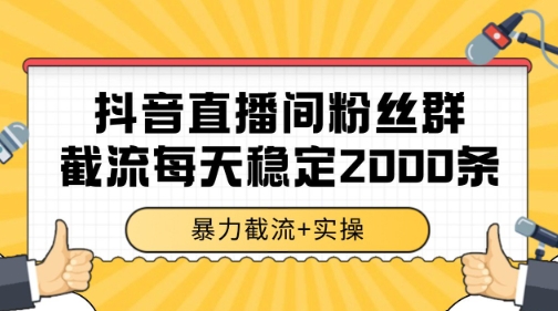 抖音直播间粉丝群暴力截流，一台电脑每天稳定2000条数据【揭秘】-小艾项目网