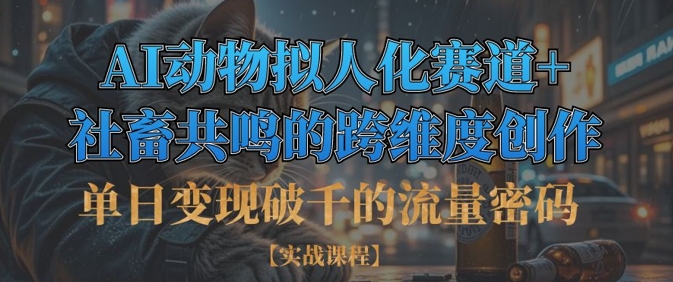 单日变现破千的流量密码，AI动物拟人化赛道+社畜共鸣的跨维度创作-百盛轻创