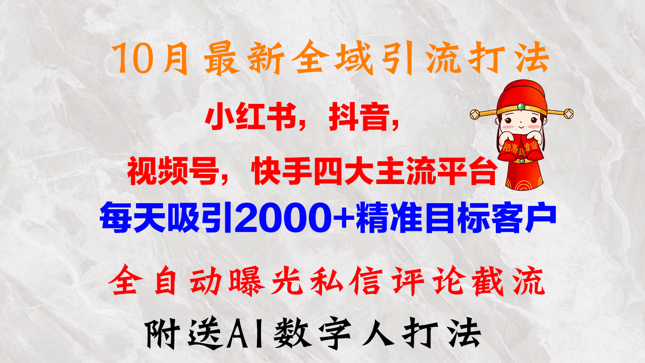 10月最新小红书，抖音，视频号，快手四大平台全域引流，，每天吸引2000…-百盛轻创