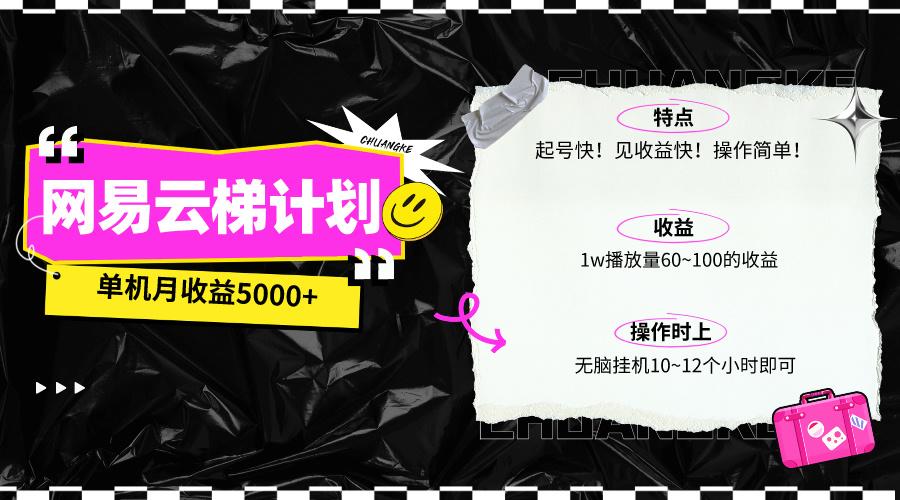 (10063期)最新网易云梯计划网页版，单机月收益5000+！可放大操作-百盛轻创