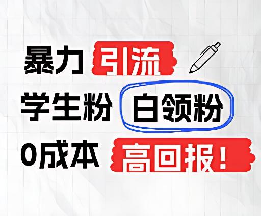 暴力引流学生粉白领粉，吊打以往垃圾玩法，0成本，高回报-百盛轻创