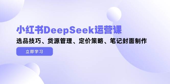 小红书DeepSeek运营课，选品技巧、货源管理、定价策略、笔记封面制作-百盛轻创