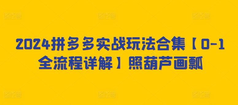 2024拼多多实战玩法合集【0-1全流程详解】照葫芦画瓢-百盛轻创