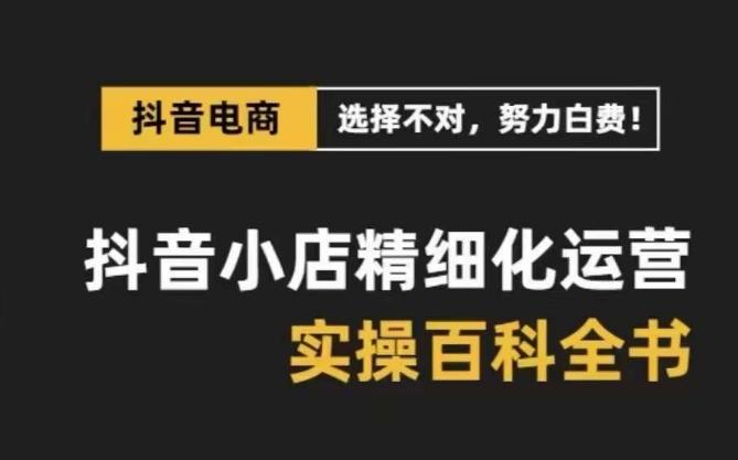 抖音小店精细化运营百科全书，保姆级运营实操讲解-百盛轻创