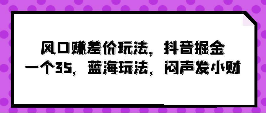 (10022期)风口赚差价玩法，抖音掘金，一个35，蓝海玩法，闷声发小财-百盛轻创