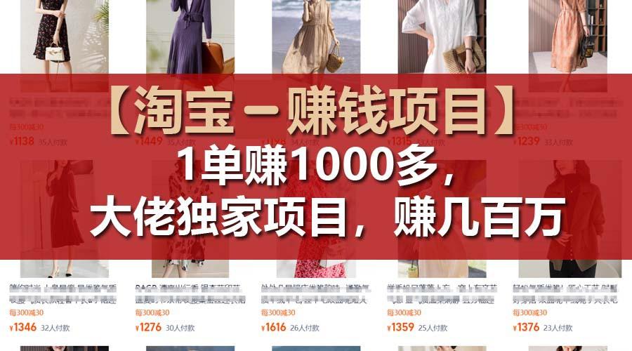 【淘宝赚钱项目】1单可赚1000多，大佬独家项目，年赚几百万-百盛轻创