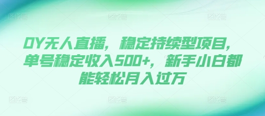 DY无人直播，稳定持续型项目，单号稳定收入500+，新手小白都能轻松月入过万【揭秘】-百盛轻创