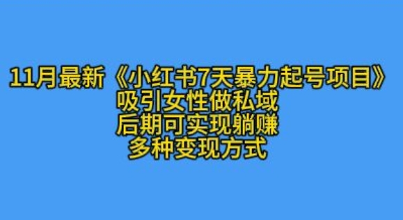 K总部落11月最新小红书7天暴力起号项目，吸引女性做私域【揭秘】-小艾项目网
