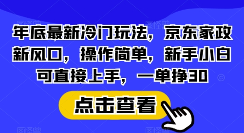 年底最新冷门玩法，京东家政新风口，操作简单，新手小白可直接上手，一单挣30【揭秘】-百盛轻创