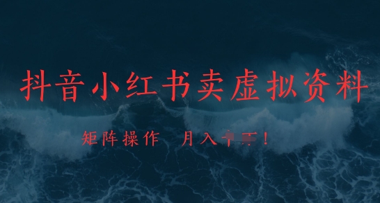 抖音小红书卖虚拟资料，市场需求一直存在，矩阵操作，月入1w+-小艾项目网