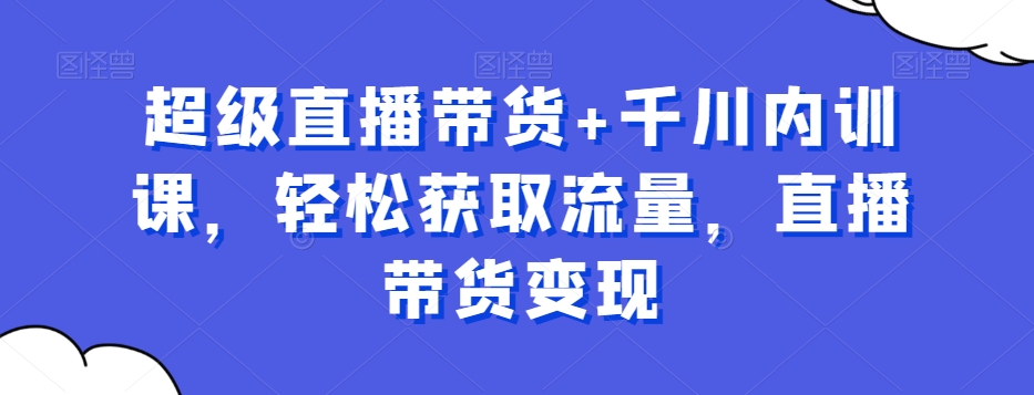 超级直播带货+千川内训课，轻松获取流量，直播带货变现-小艾项目网