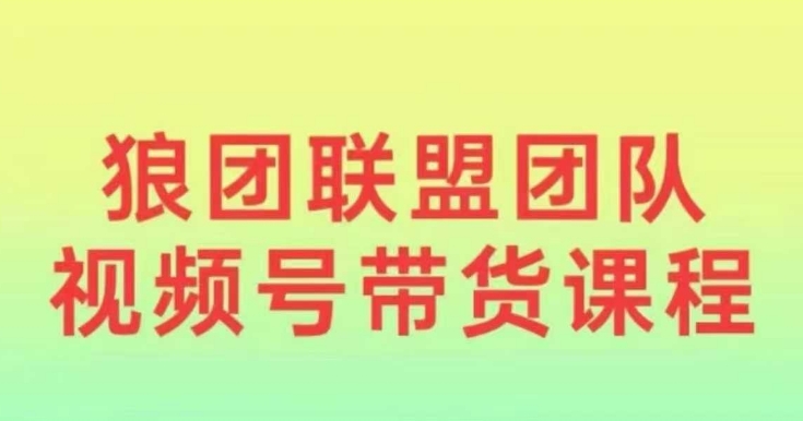 狼团联盟2024视频号带货，0基础小白快速入局视频号-百盛轻创