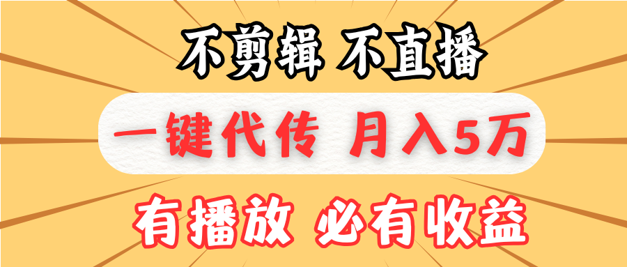 不剪辑不直播，一键代发，月入5万懒人必备，我出视频你来发-百盛轻创