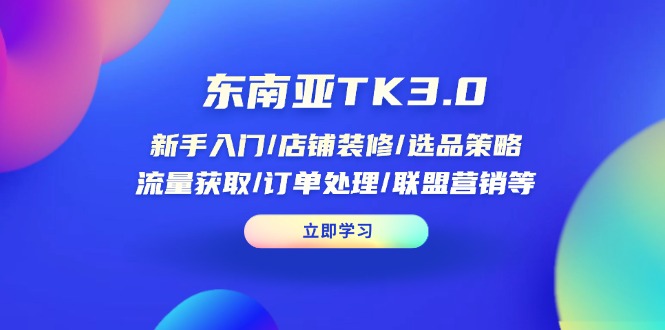 东南亚TK3.0：新手入门/店铺装修/选品策略/流量获取/订单处理/联盟营销等-小艾项目网