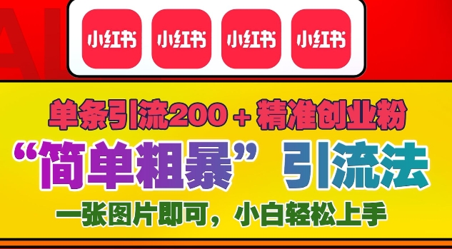 12月底小红书”简单粗暴“引流法，单条引流200+精准创业粉-小艾项目网