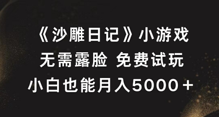 《沙雕日记》小游戏，无需露脸免费试玩，小白也能月入5000+【揭秘】-百盛轻创