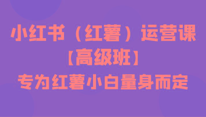 小红书(红薯)运营课【高级班】，专为红薯小白量身而定(42节课)-百盛轻创