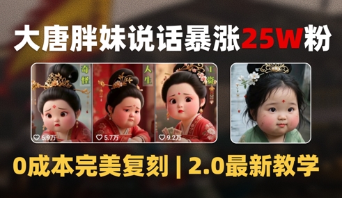 AI大唐胖贵妃说话2.0，40条视频暴涨40w粉，附独家变现攻略-小艾项目网