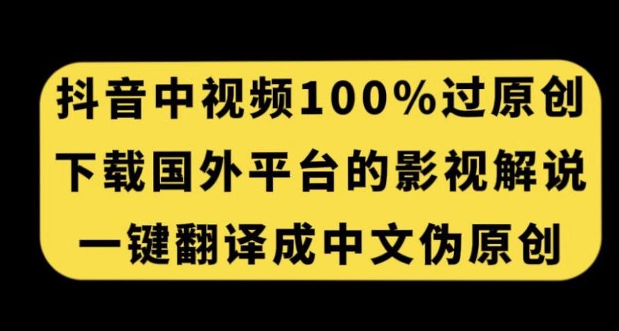 抖音中视频百分百过原创，下载国外平台的电影解说，一键翻译成中文获取收益-小艾项目网